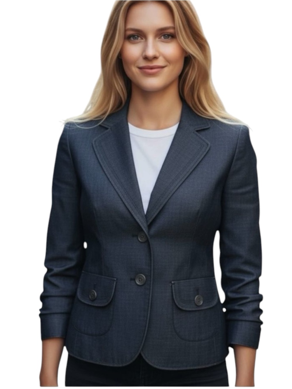 Loft Navy Cotton Long Sleeve Tailored Blazer NWOT Size 2 Academia OfficeCore
